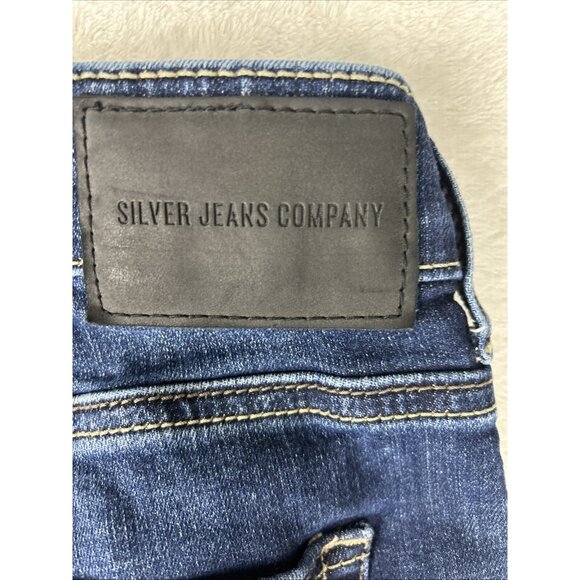 Silver Jeans Allan Mens 34x33 Blue Dark Wash Slim Straight Denim Comfort Stretch - Picture 7 of 11